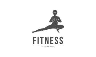 logotipo de treino. fitness, aeróbico e exercícios de treino no ginásio. vetor