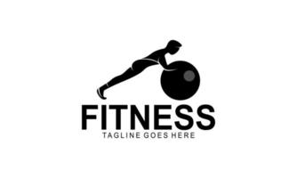 logotipo de treino. fitness, aeróbico e exercícios de treino no ginásio. vetor