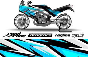 design de embalagem de adesivo de motocicleta de corrida de arrancada de vetor completo eps.10