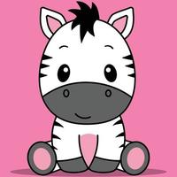 zebra bebê fofo, zebra kawaii sentada vetor