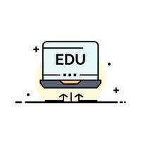 modelo de banner de vetor de ícone cheio de linha plana de negócios de educação de seta de hardware de laptop