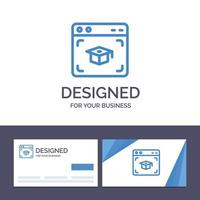 cartão de visita criativo e modelo de logotipo ilustração vetorial de graduação de educação de cap web vetor