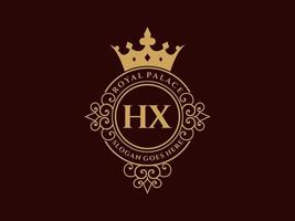 carta hx antigo logotipo vitoriano de luxo real com moldura ornamental. vetor