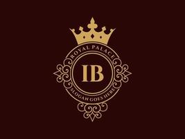 letra ib antigo logotipo vitoriano de luxo real com moldura ornamental. vetor