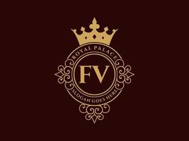 carta fv antigo logotipo vitoriano de luxo real com moldura ornamental. vetor