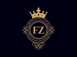 carta fz antigo logotipo vitoriano de luxo real com moldura ornamental. vetor