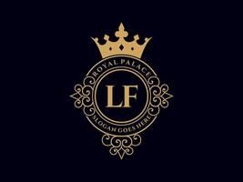 carta lf antigo logotipo vitoriano de luxo real com moldura ornamental. vetor
