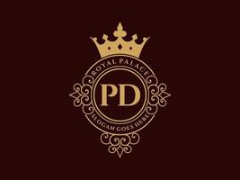 carta pd antigo logotipo vitoriano de luxo real com moldura ornamental. vetor