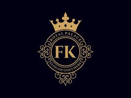 carta fk antigo logotipo vitoriano de luxo real com moldura ornamental. vetor