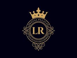 letra lr antigo logotipo vitoriano de luxo real com moldura ornamental. vetor