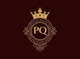 carta pq antigo logotipo vitoriano de luxo real com moldura ornamental. vetor