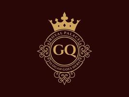 carta gq antigo logotipo vitoriano de luxo real com moldura ornamental. vetor