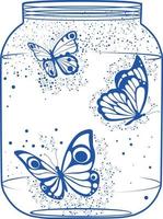 impressão de arte monocromática de design de jarra de borboleta vetor