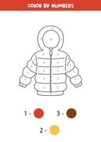 jaqueta de inverno colorida por números. planilha para crianças. vetor