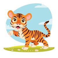 ilustração dos desenhos animados de um tigre vetor