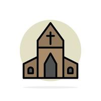 casa da igreja ícone de cor plana de fundo de círculo abstrato cruz de páscoa