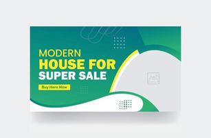 modelo de miniatura de vídeo de capa de miniatura de casa moderna capa de banner da web para postagem de venda vetor