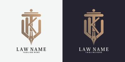 design de logotipo de advogado com vetor premium de conceito criativo de letra k