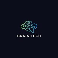 vetor plano de modelo de design de ícone de logotipo de tecnologia cerebral