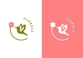ilustração de pássaros e flores, perfeita para logotipos cosméticos, salões de beleza e muito mais. vetor