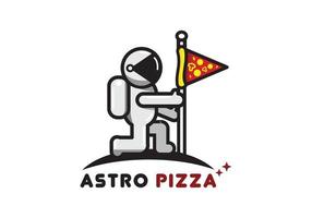 pequeno logotipo de astronauta, adequado para marcas de comida de pizza, restaurantes, cafés e outros. vetor