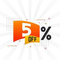 5% de desconto na oferta de desconto especial. 5 off venda de gráficos vetoriais de campanha publicitária. vetor