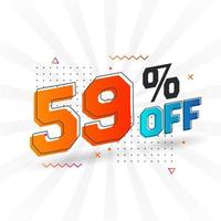 59% de desconto no design de campanha promocional especial 3D. 59 de oferta de desconto 3d para venda e marketing. vetor