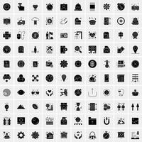 ilustração em vetor glifo sólido de 100 ícones de negócios