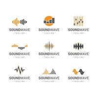 conjunto de logotipos de elementos de ondas sonoras vetor