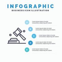 ícone de linha de votação de campanha de lei política com fundo de infográficos de apresentação de 5 etapas vetor