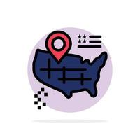 ícone de cor plana de fundo do círculo abstrato americano do mapa de localização vetor