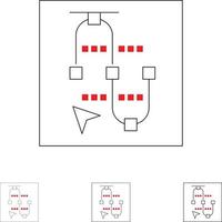 seta do vetor da tela do mouse conjunto de ícones de linha preta em negrito e fino