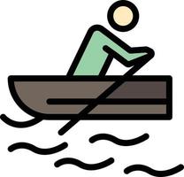 modelo de banner de ícone de vetor de ícone de cor plana de treinamento de remo de barco