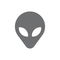 eps10 cinza vector extraterrestre rosto alienígena ou ícone de arte sólida cabeça isolado no fundo branco. símbolo alienígena em um estilo moderno simples e moderno para o design do seu site, logotipo e aplicativo móvel