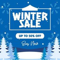 banner de promoção de venda de inverno, banner quadrado de ofertas especiais de inverno, publicidade de postagem de mídia social, vetor de fundo de inverno