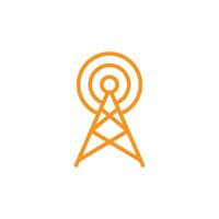 antena transmissora de vetor laranja eps10 ou ícone de transmissão isolado no fundo branco. símbolo de contorno da torre wifi em um estilo moderno simples e moderno para o design do seu site, logotipo e aplicativo móvel