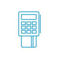 ícone de linha de pagamento terminal pos vetor eps10 azul isolado no fundo branco. cartão de crédito e símbolo de contorno de cheque em um estilo moderno simples e moderno para o design do seu site, logotipo e aplicativo móvel