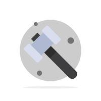 ícone de cor plana de fundo de círculo abstrato de ferramenta de martelo de construção vetor