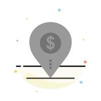 modelo de ícone de cor plana abstrato de negócios de banco de localização de mapa de pino de dólar vetor