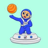 personagem fofa, ilustração de astronautas, astronautas e elementos do planeta, adequado para as necessidades de elementos de postagem de mídia social, flayers, livros infantis e etc... vetor