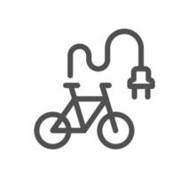 contorno de ícone de bicicleta e transporte e vetor linear.