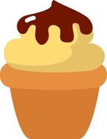 cupcake com chocolate e creme amarelo, ilustração, vetor em um fundo branco