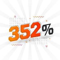 Promoção de banner de marketing de 352 descontos. 352 por cento de design promocional de vendas. vetor