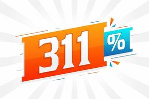 promoção de banner de marketing de desconto 311. 311 por cento de design promocional de vendas. vetor