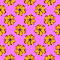 lindas flores amarelas, sem costura padrão em fundo rosa. vetor