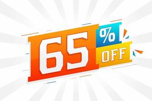 65% de desconto no design de campanha promocional especial 3D. 65 de oferta de desconto 3d para venda e marketing. vetor