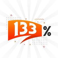 promoção de banner de marketing de 133 descontos. 133 por cento de design promocional de vendas. vetor