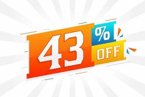 43% de desconto no design de campanha promocional especial 3D. 43 de oferta de desconto 3d para venda e marketing. vetor