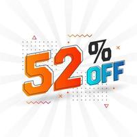 52% de desconto no design de campanha promocional especial 3D. 52 de oferta de desconto 3d para venda e marketing. vetor