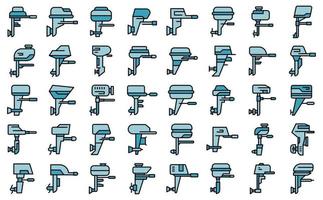 conjunto de ícones de motor de popa plano de vetor